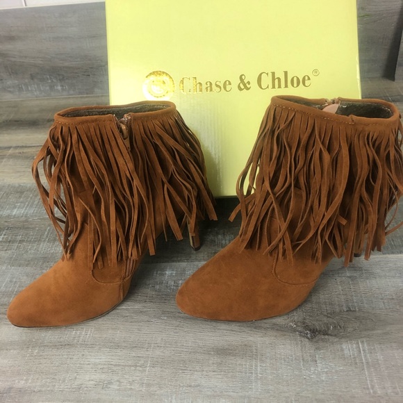 Chase & Chloe Carina Stiletto Fringe Ankle Boot - Picture 3 of 8